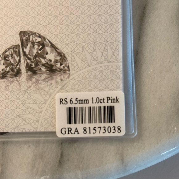 Women’s Fashion Pierced Earrings 1ct Moissanite Pink 18k Plated 6.5 MM GRA Inc - Picture 8 of 12